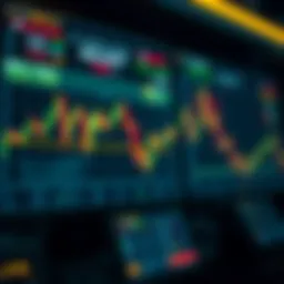 Currency exchange concept with digital graphs
