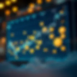 An intricate chart showcasing the rise of newly listed cryptocurrencies